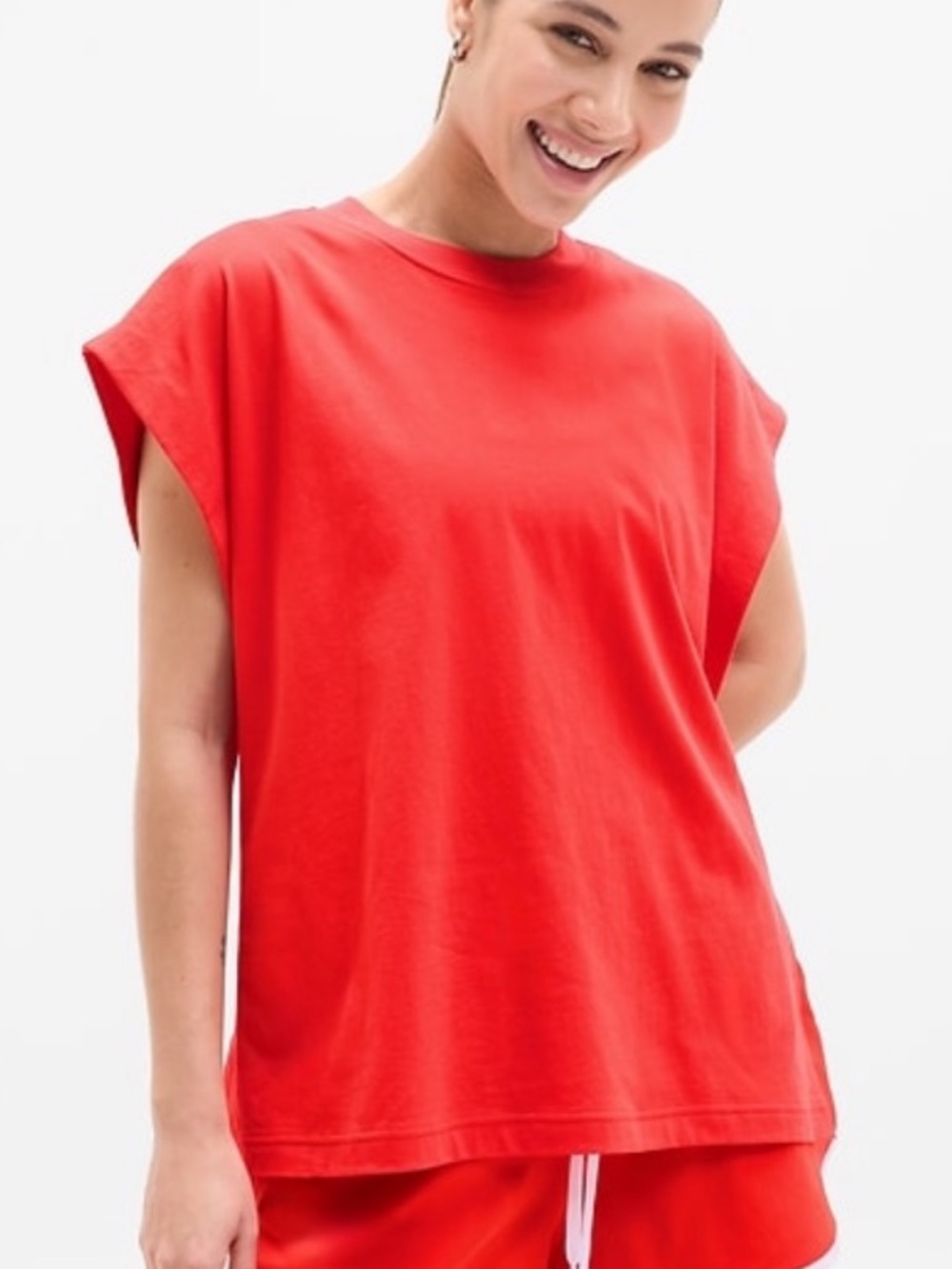 True Cotton Oversized Muscle Tee, Cardinal, Medium
